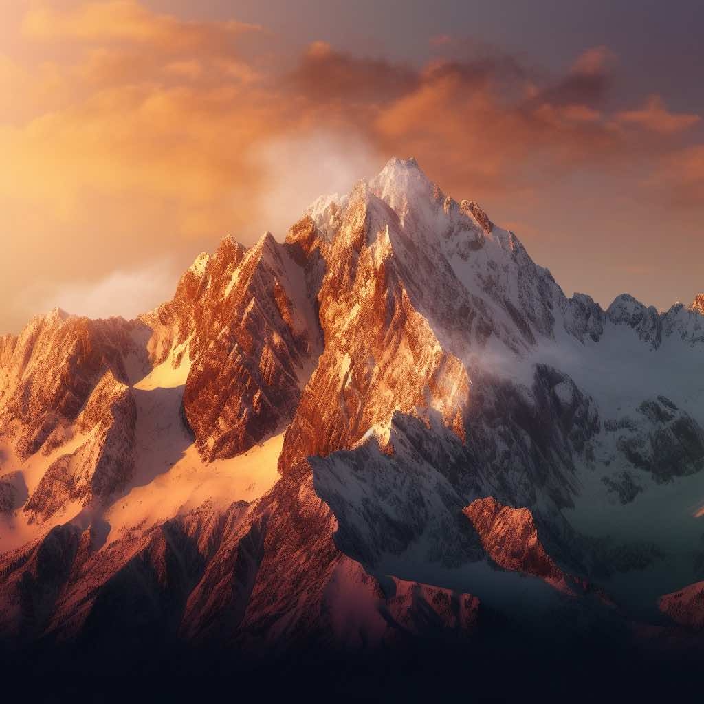 A breathtaking mountain at sunrise